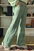 Shoreditch Stripe Lounge Flare Trouser Spearmint & Khaki 